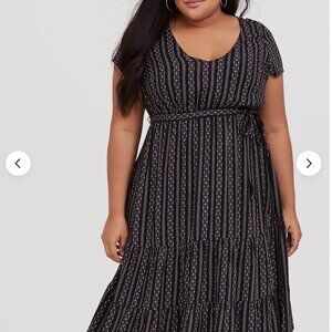 Torrid Womens Black & Pink Striped Floral Midi Dress